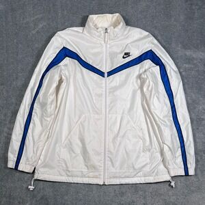 Nike Windrunner Windbreaker Jacket White Blue XL Mens Mesh Lined Zip